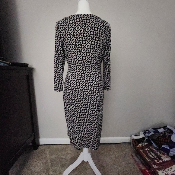 LAUREN by RALPH LAUREN black dress with white chain link pattern size 6 - Picture 7 of 10